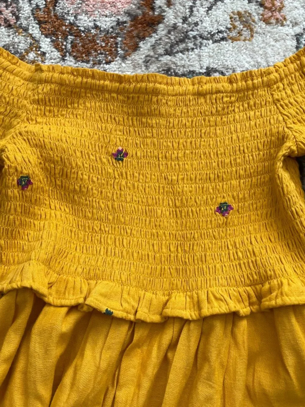 Free People Embroidered Counting Daisies Off the Shoulder Dress - Picture 3 of 4